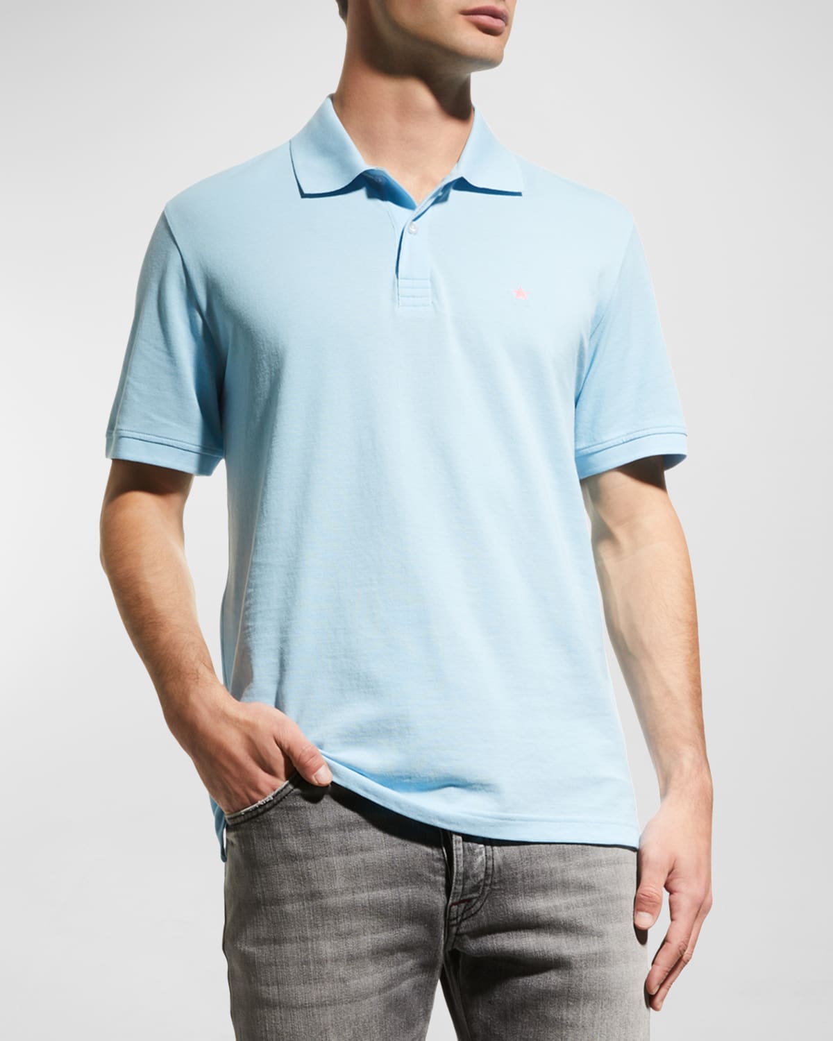 Jared Lang Men's Star Knit Pima Cotton Piqu&eacute; Polo Shirt In Nocolor