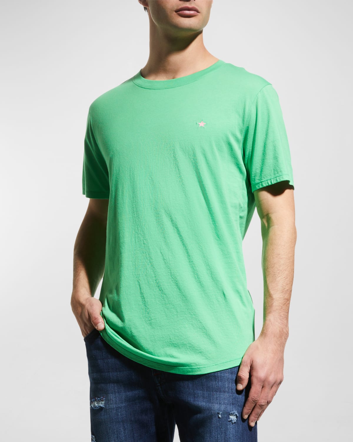 Jared Lang Men's Star Pima Cotton T-shirt In Green