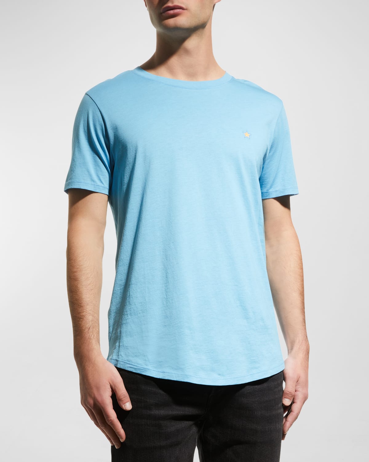 Jared Lang Men's Star Pima Cotton T-shirt In Turquoise