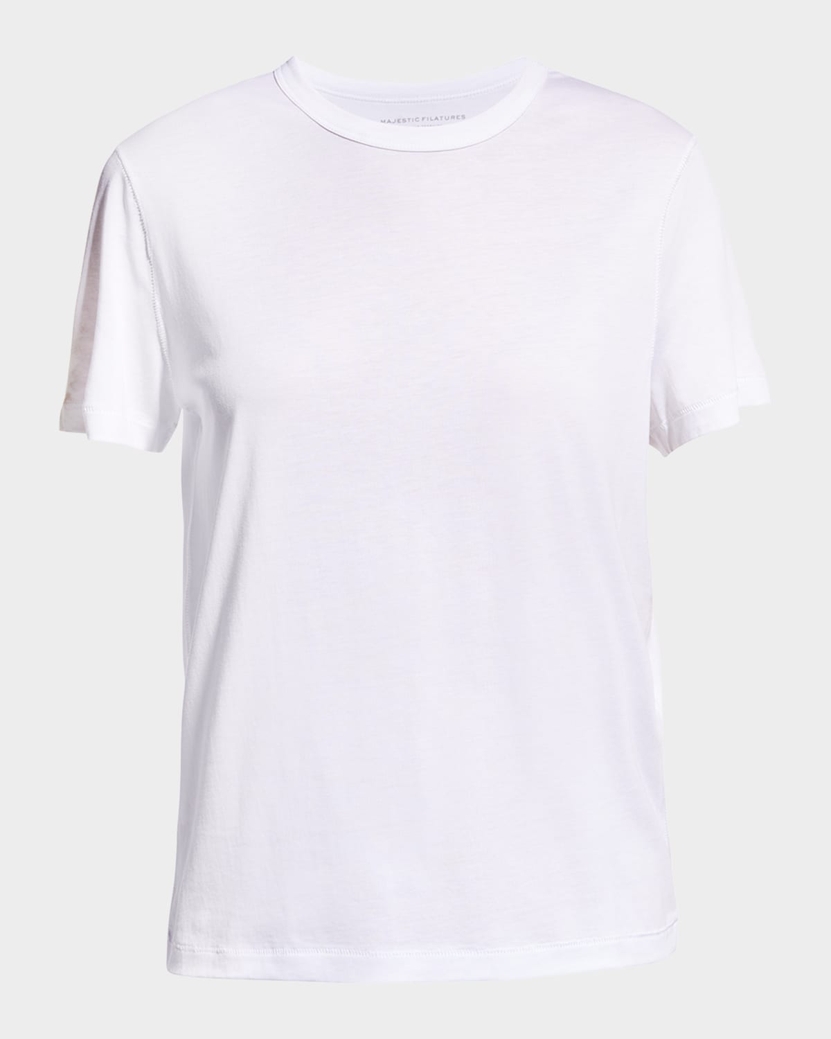 Shop Majestic Lyocell Cotton Semi-relaxed Short-sleeve Crewneck Tee In Blanc