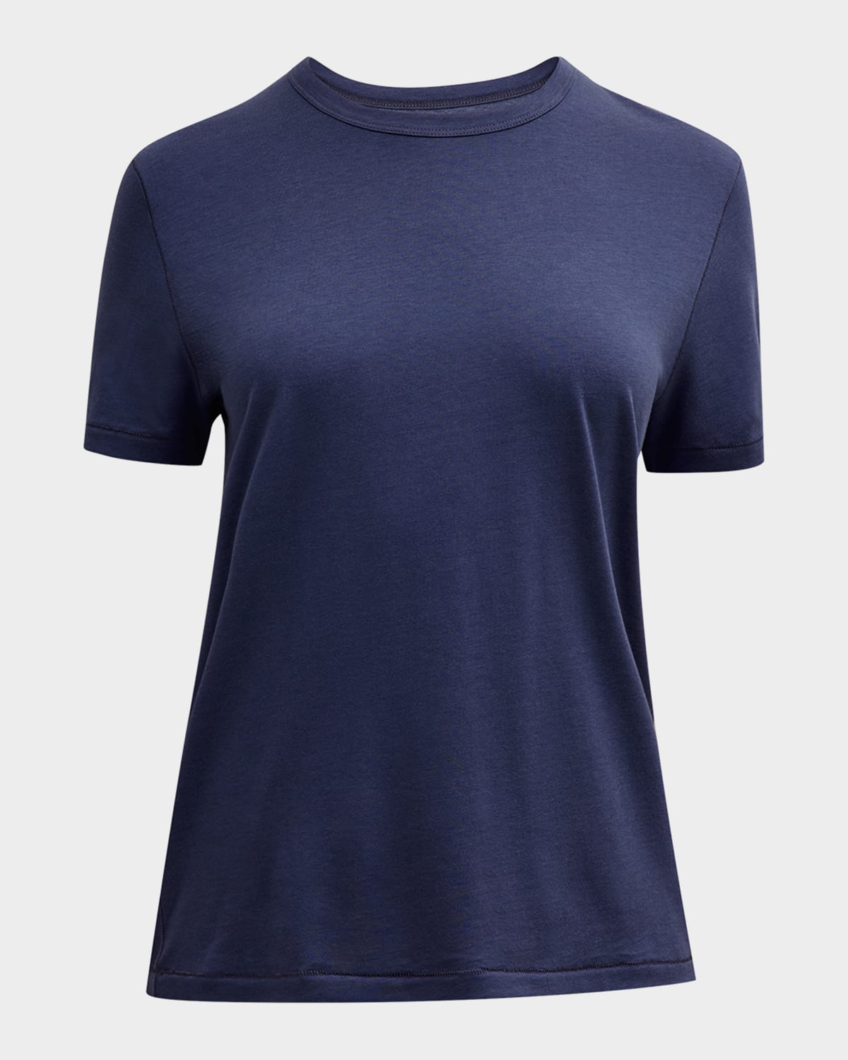 Majestic Lyocell Cotton Semi-relaxed Short-sleeve Crewneck Tee In Venice Blue