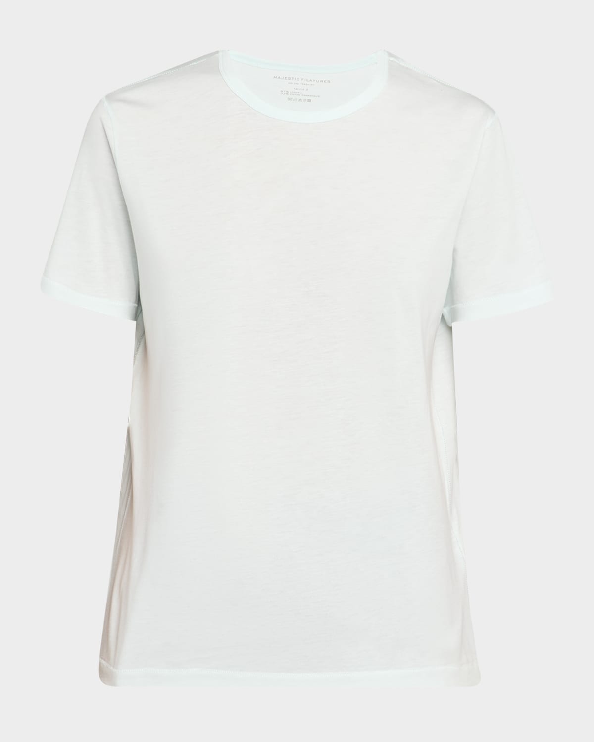 Majestic Lyocell Cotton Semi-relaxed Short-sleeve Crewneck Tee In Mediterranee