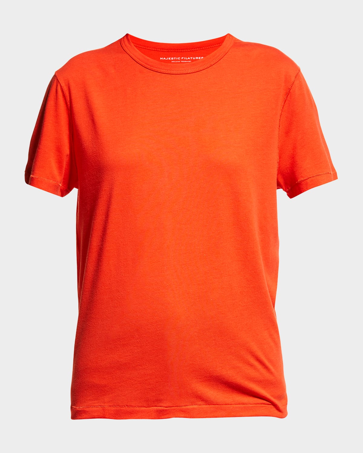 Majestic Lyocell Cotton Semi-relaxed Short-sleeve Crewneck Tee In Rouge