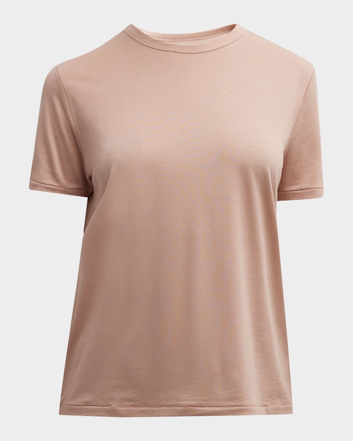 Majestic Lyocell Cotton Semi-relaxed Short-sleeve Crewneck Tee In Rose The