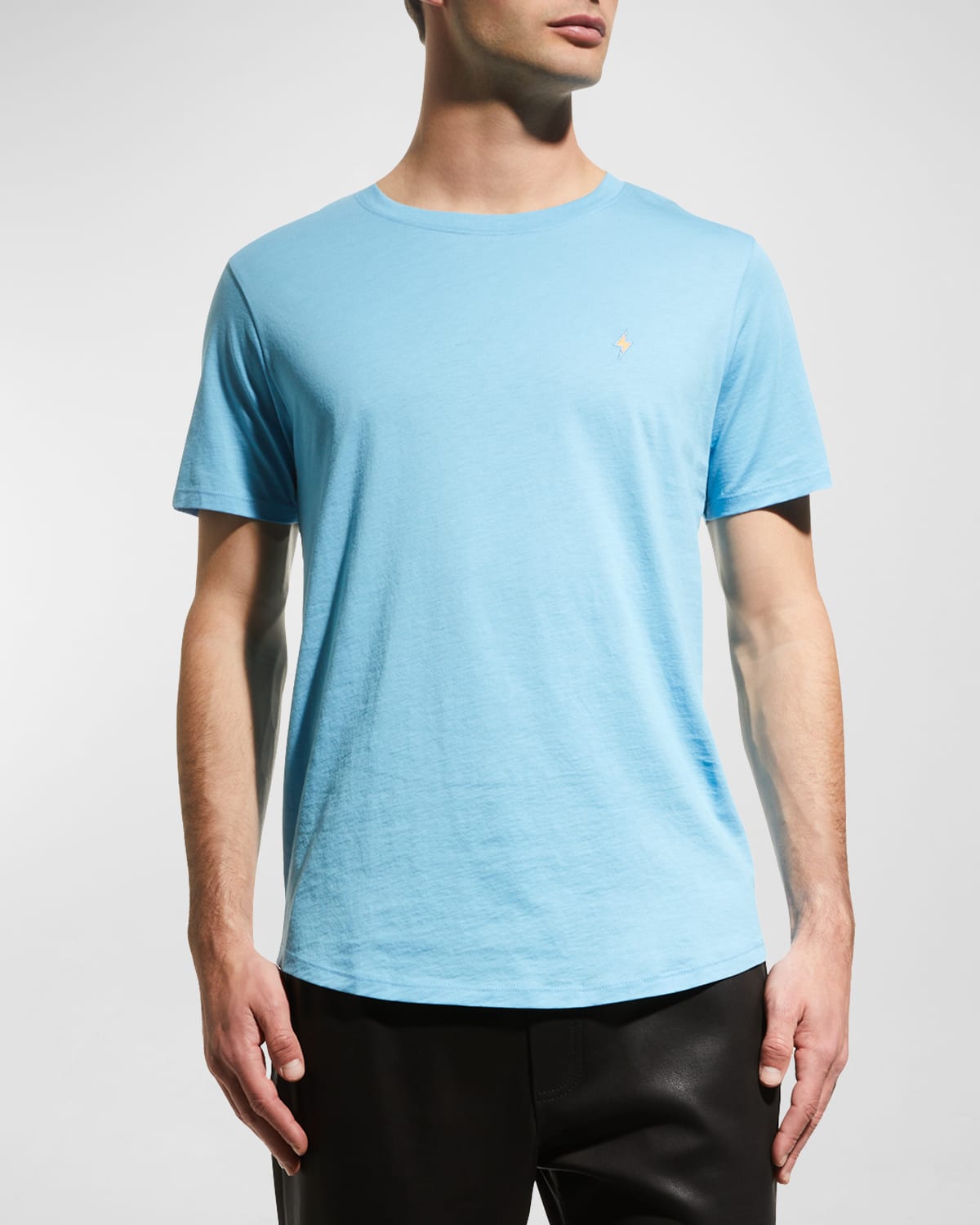 Shop Jared Lang Men's Lightning Bolt Pima Cotton T-shirt In Turquoise
