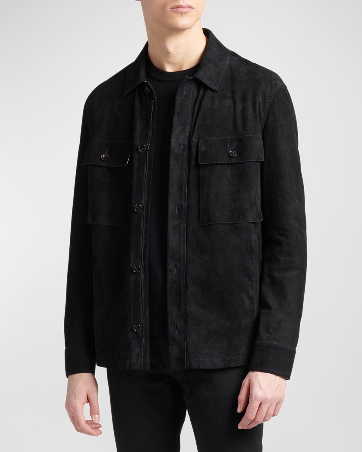 Men's Suede Leather Overshirt Jacket