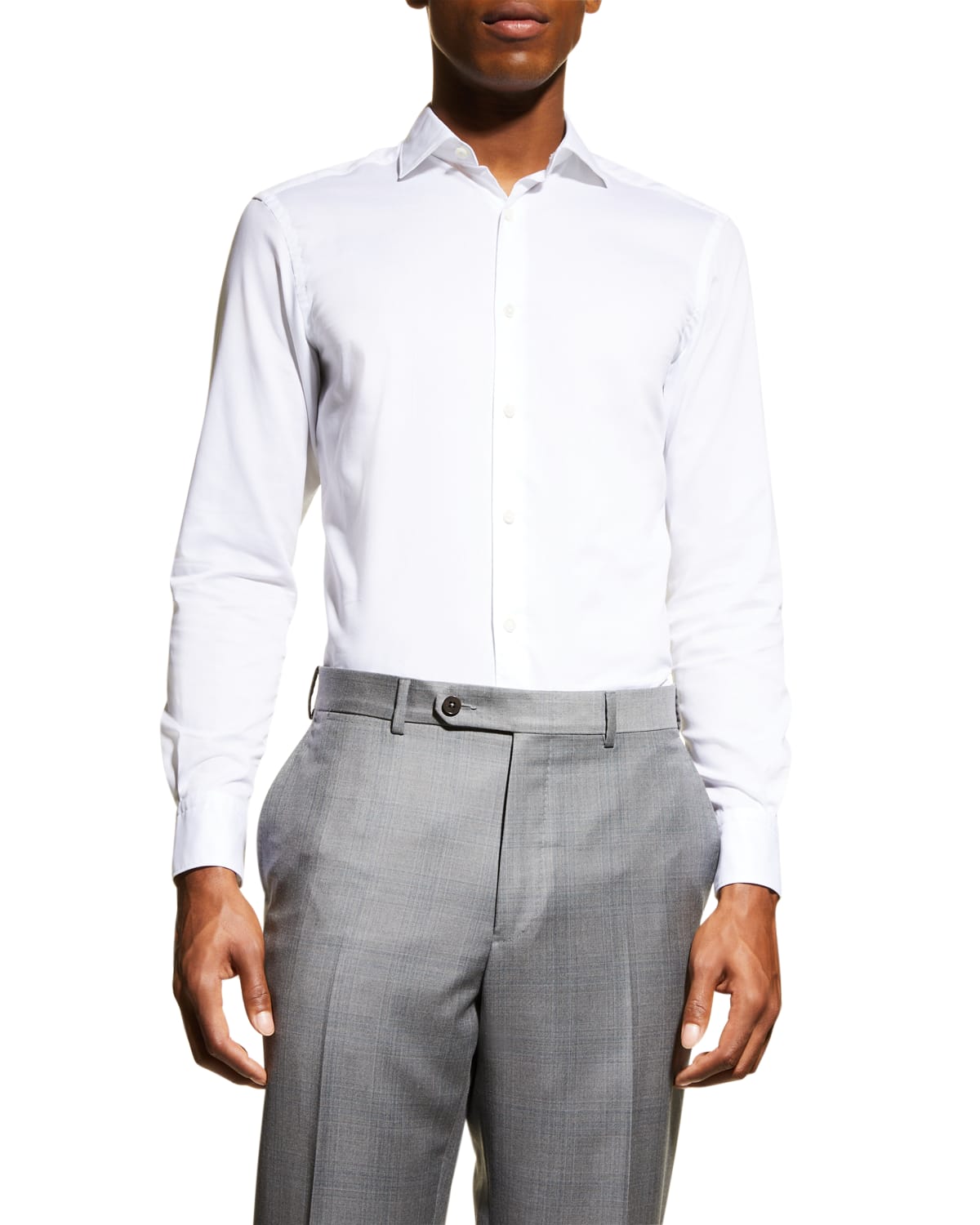 Zegna Men's Collared Long-sleeve Shirt In Natural