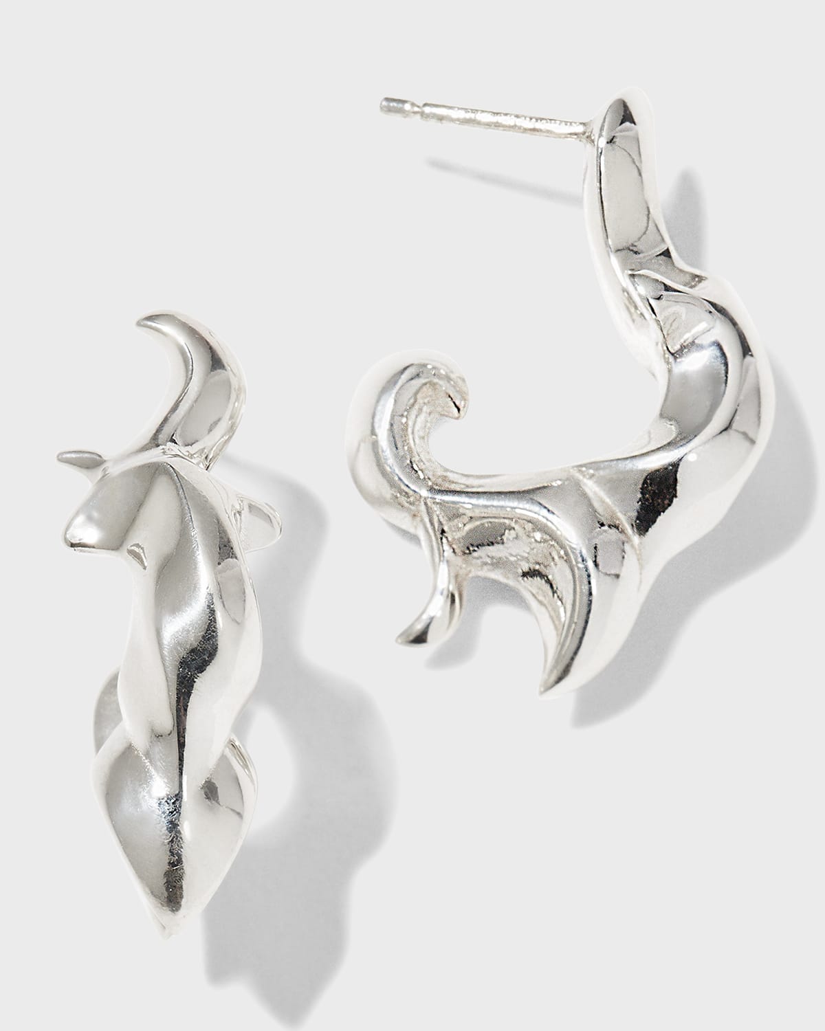 Bottega Veneta Abstract Earrings In Sterling Silver In Argento
