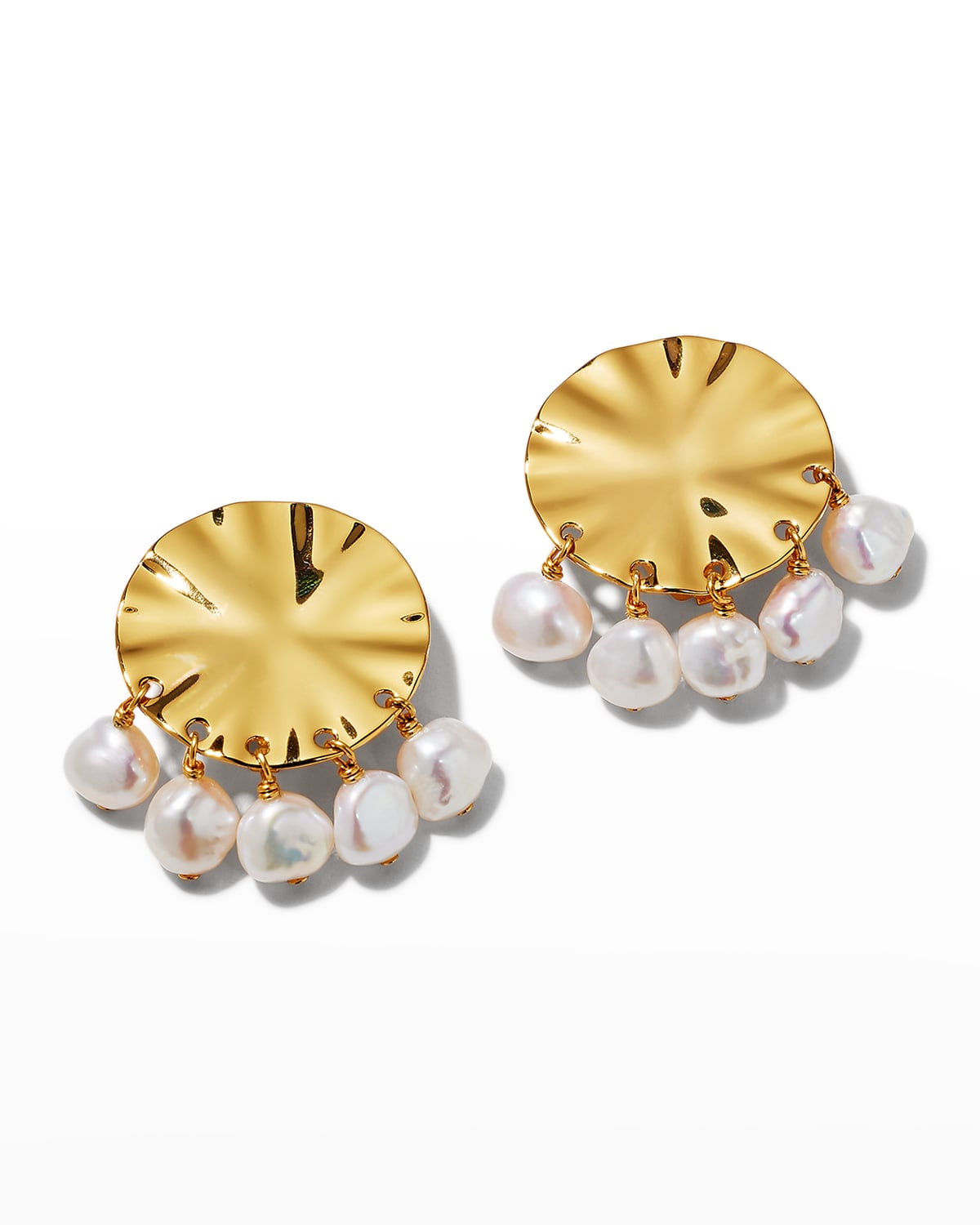 Wavy Clip Pearl Drop Earrings