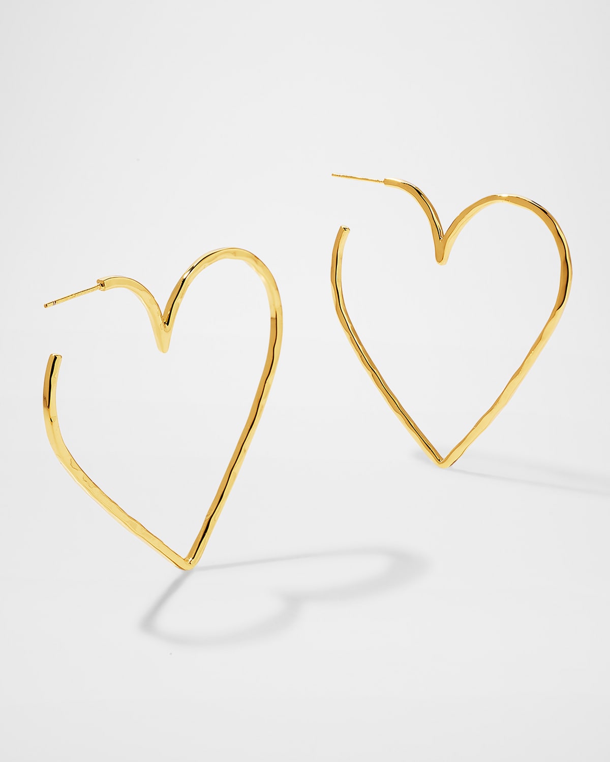 Gold Heart Skinny Hoop Earrings