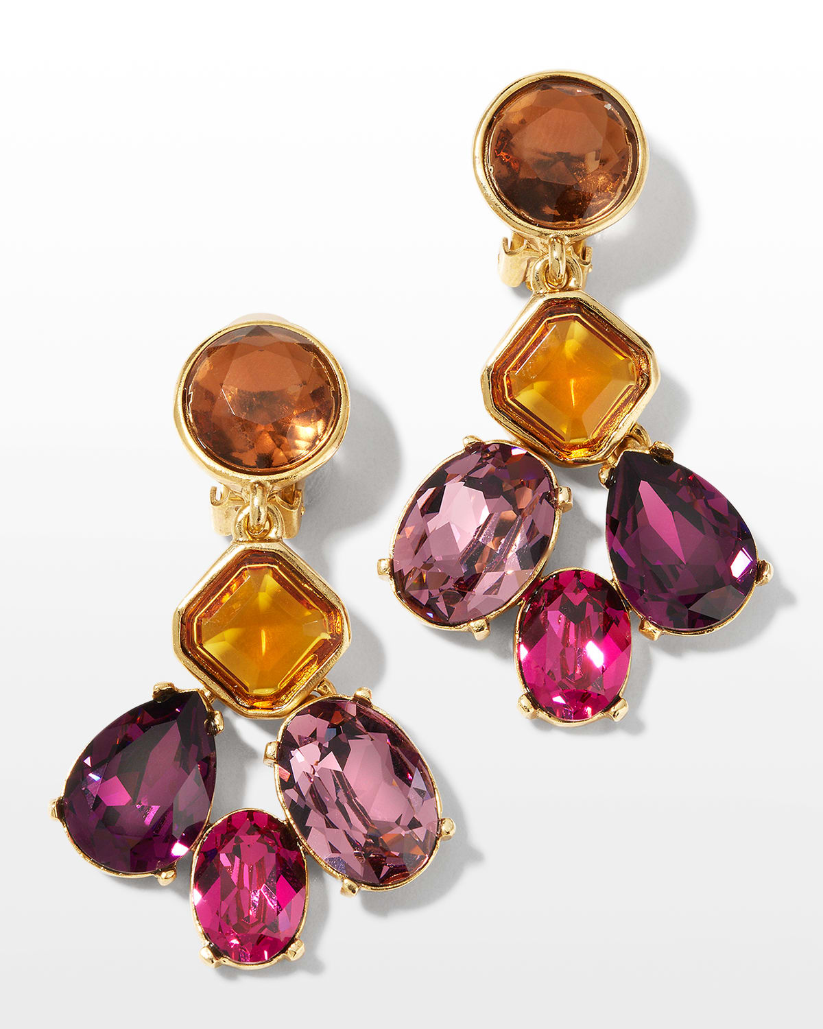 Oscar De La Renta Crystal Cocktail Earrings In Purple