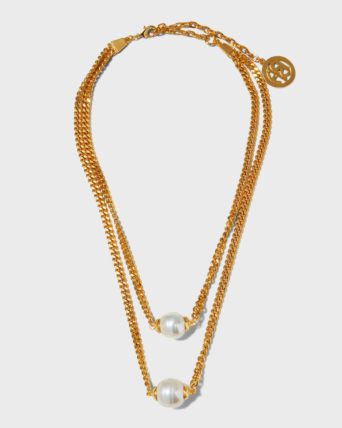 Ben-amun Double-strand Pearly Chain Necklace In Gold