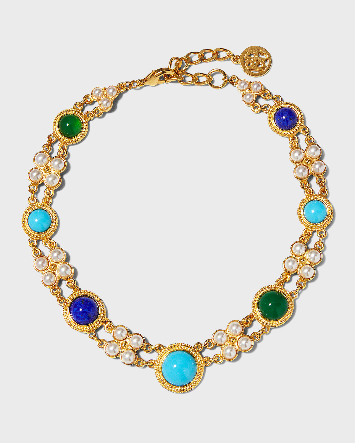 Ben-amun Short Multi-stone Bezel Necklace In Gold
