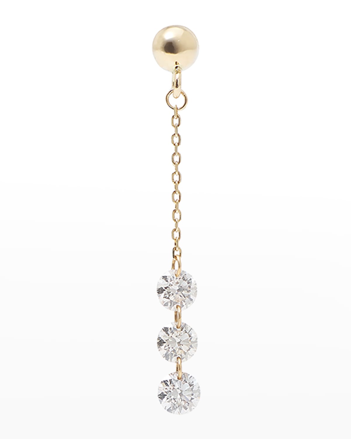 Persée Danae 18k Gold Diamond 3-drop Chain Earrings