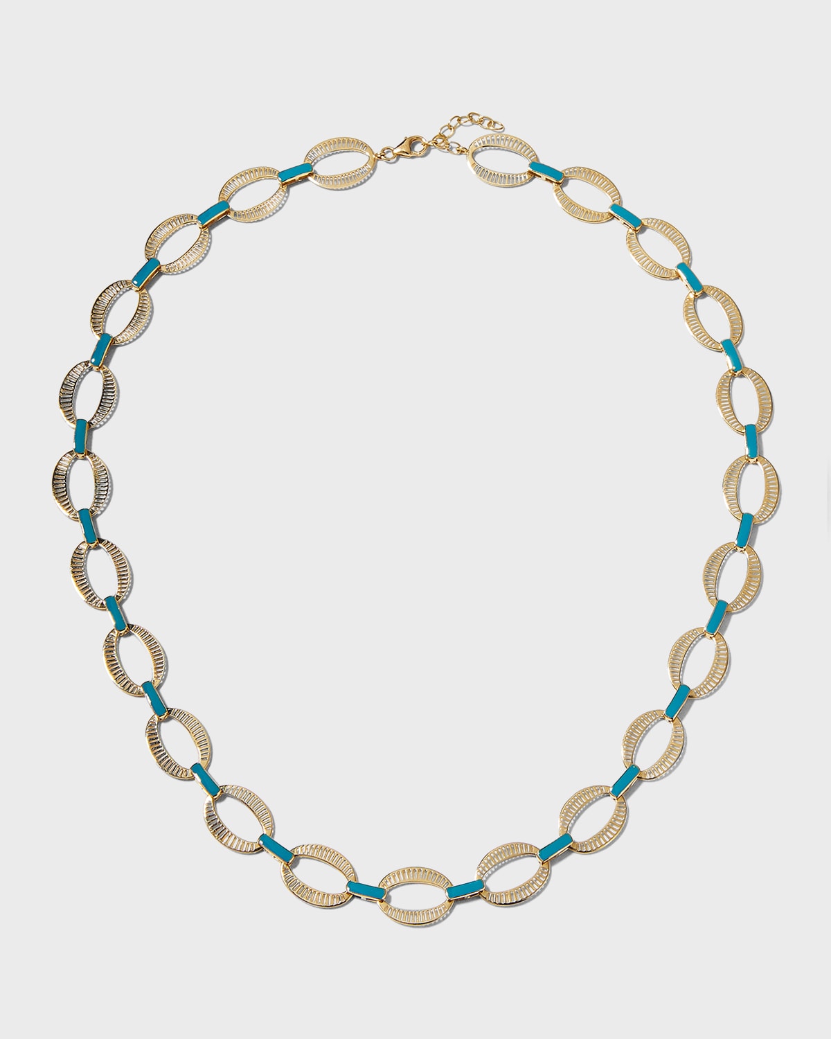 L'atelier Nawbar Yellow Gold Full Chunky Chain Necklace with Blue Enamel