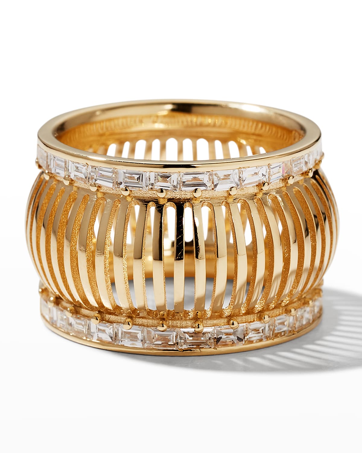 L'atelier Nawbar Yellow Gold Caged Pinky Ring with Baguette Diamonds