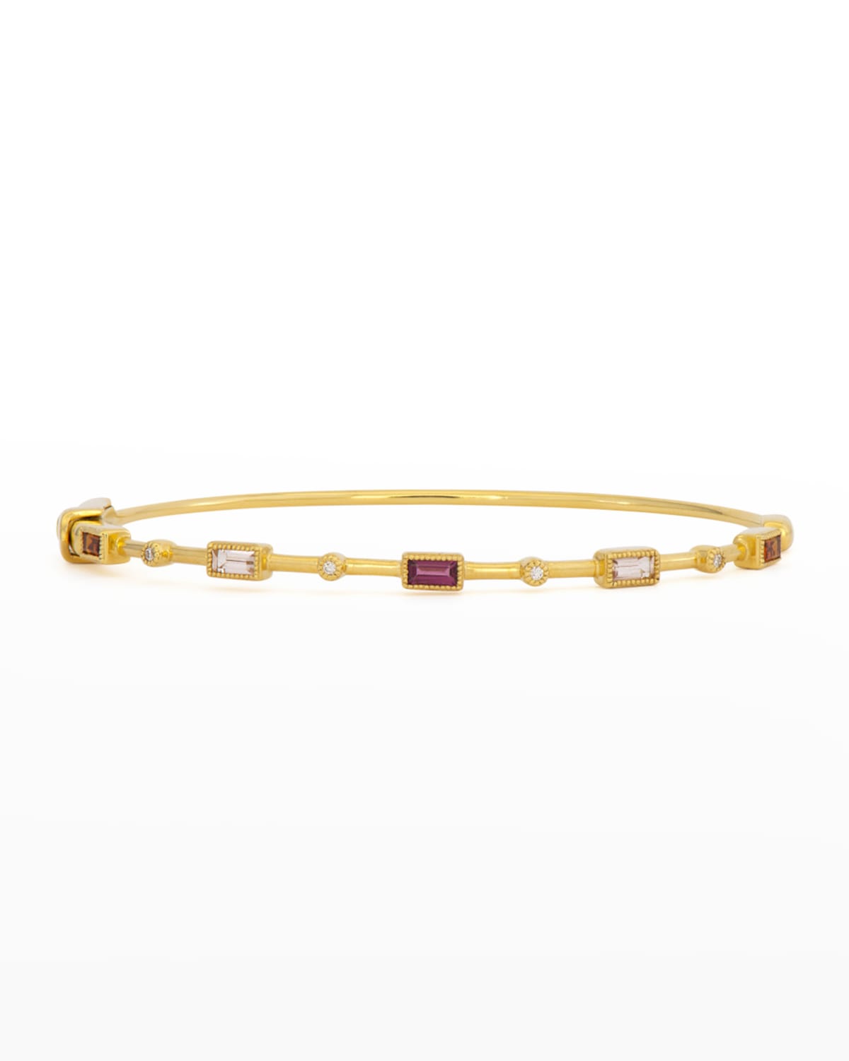 Jude Frances White Diamond Bracelet With Rhodolite, Morganite And Citrine Baguettes In Yg