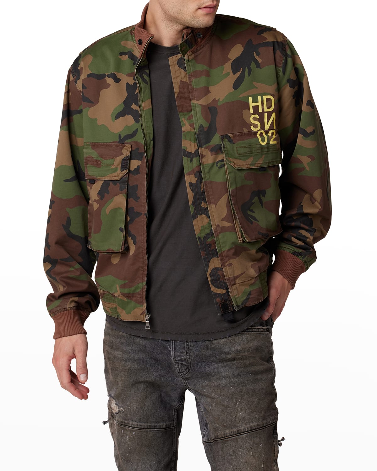 HUDSON MEN'S CAMO BOMBER JACKET
