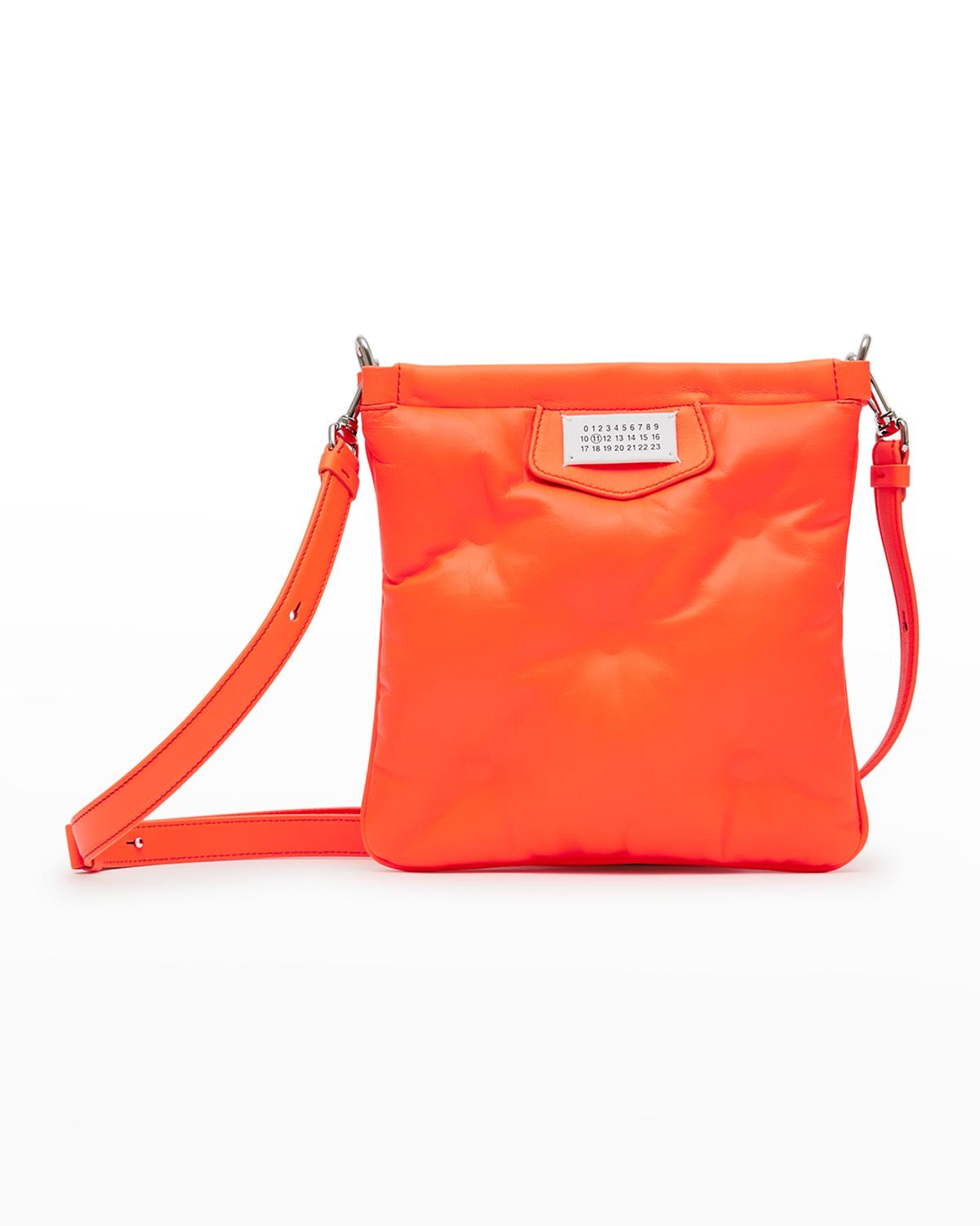 Maison Margiela Glam Slam Puffy Flat Crossbody Bag In Orange 