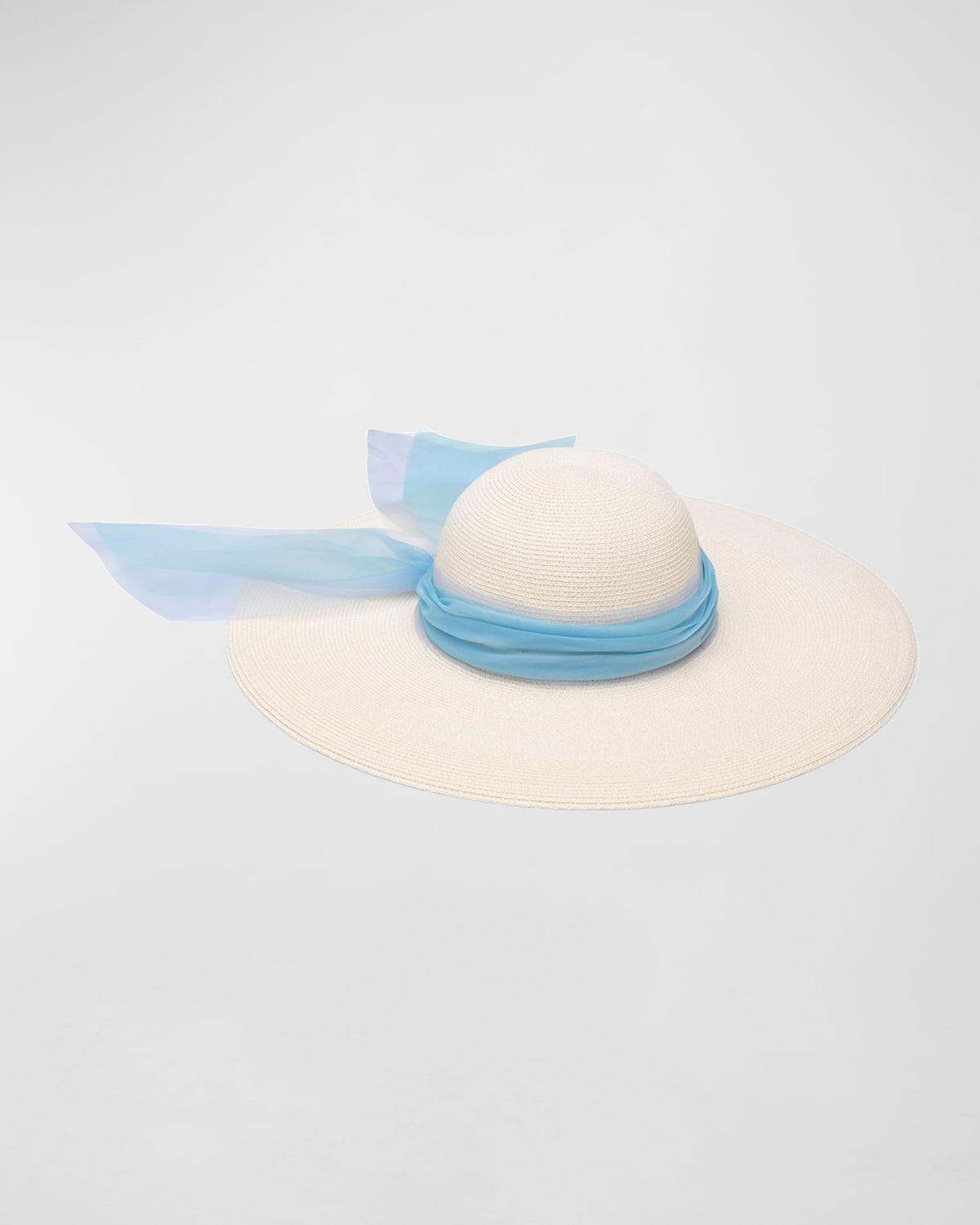 EUGENIA KIM LARGE-BRIM WOVEN SUN HAT W/ RUCHED BAND