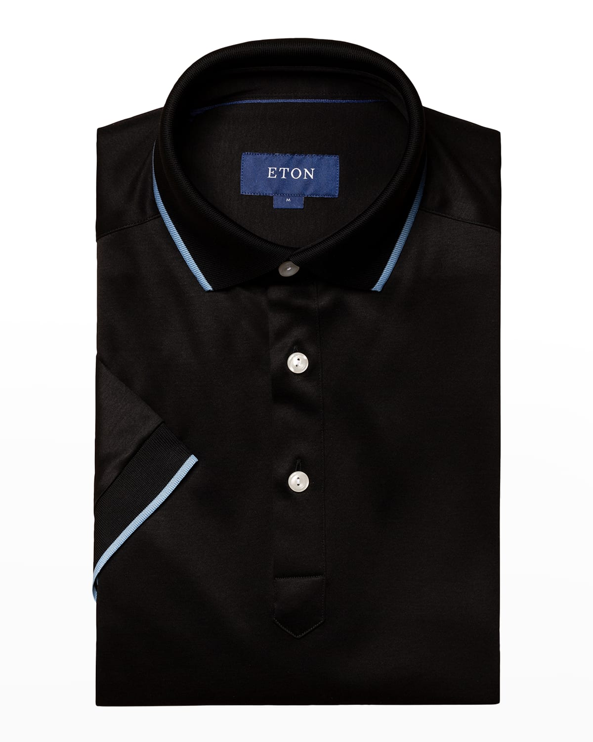 Eton Contemporary Fit Short Sleeve Jersey Polo In Black