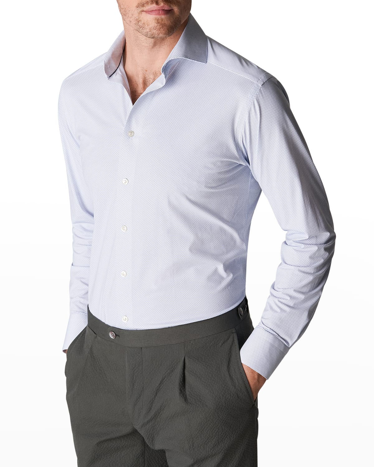 Eton Men's Slim Fit 4-way-stretch Dress Shirt In Blue