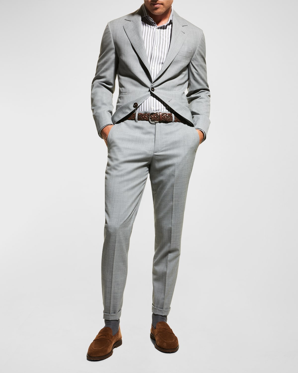 Brunello Cucinelli Men's Wool Three-button Two-piece Suit In Medium Grey