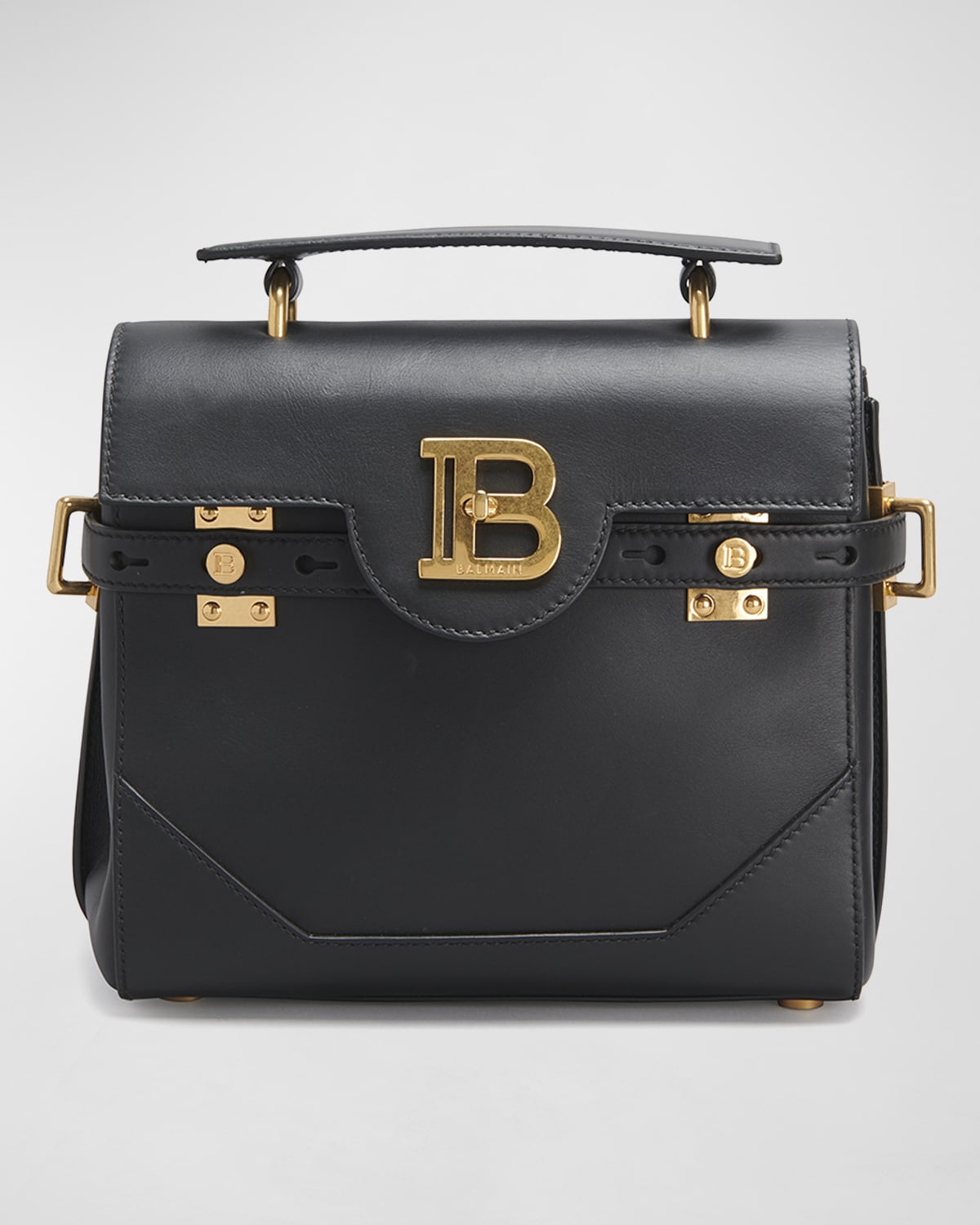 Balmain Bbuzz 23 Top-handle Bag In Smooth Leather In Noir