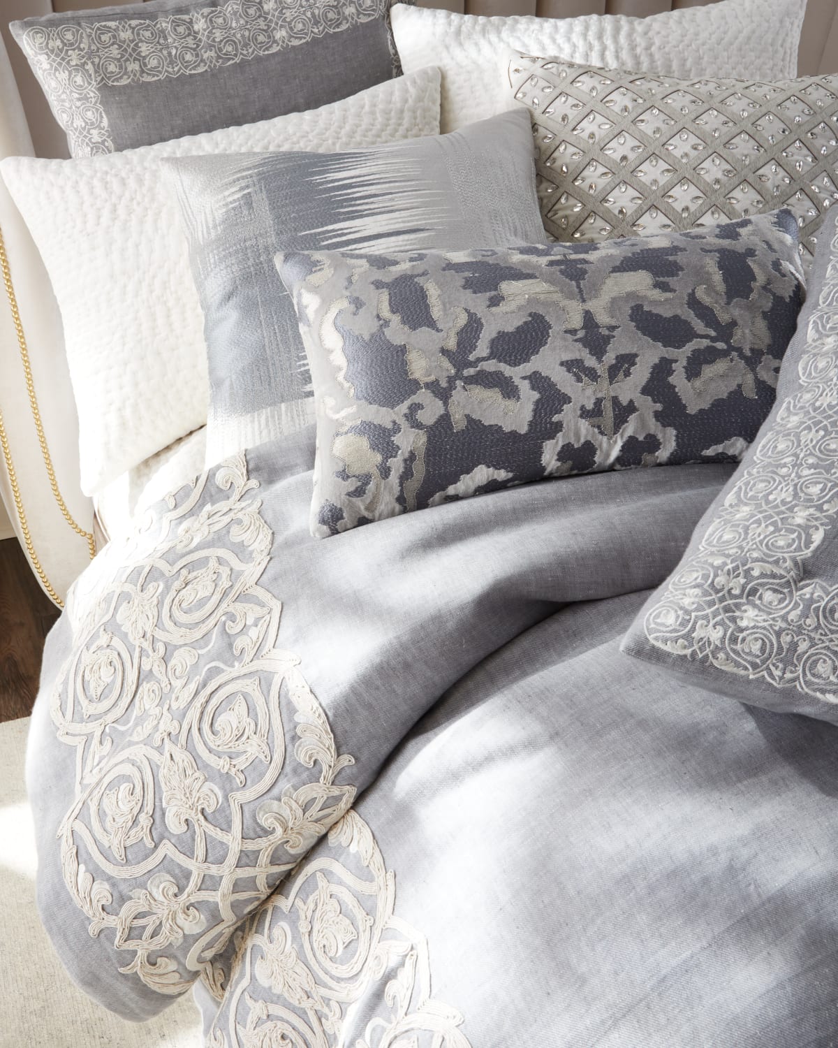 Callisto Home Velvet Jewel Decorative Pillow, 22"sq. In Creme