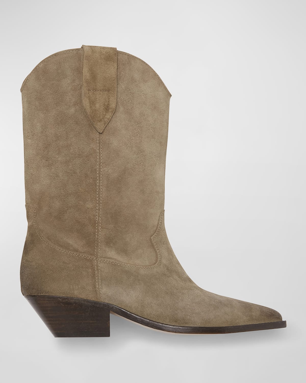 Isabel Marant Mid-height Suede Western Boots With Pointed Toe And Block Heel In Taupe