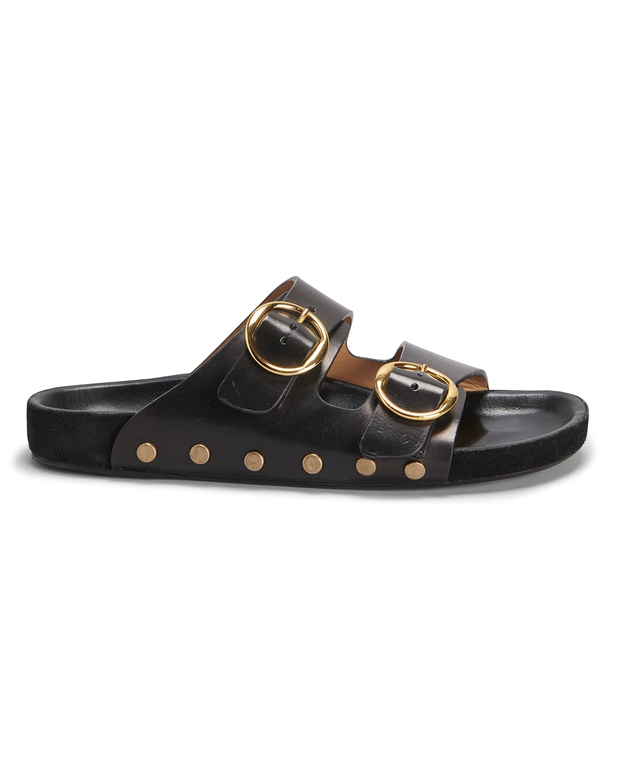 Isabel Marant Lennyo Studded Leather Slide Sandals In 01bk Black