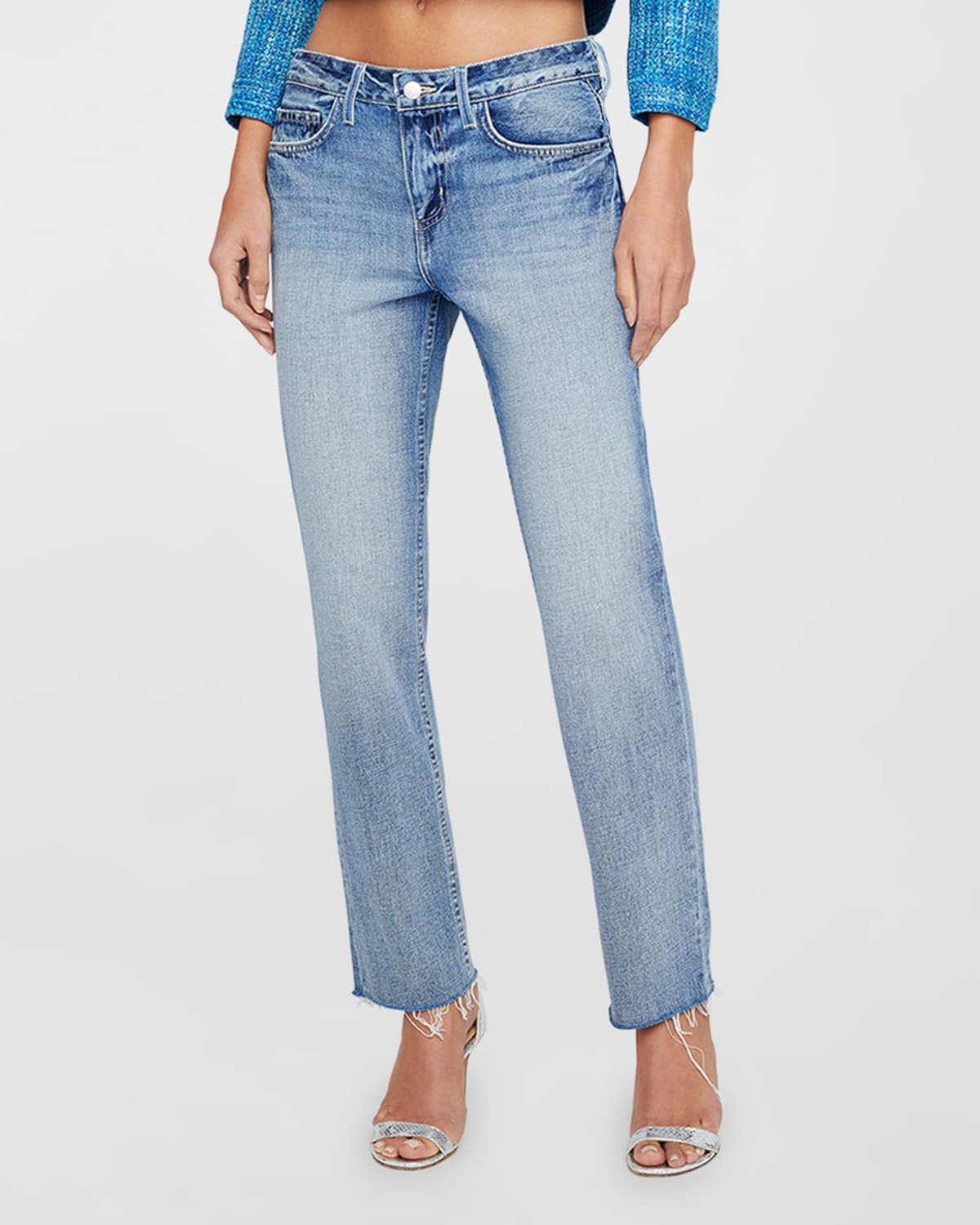 Shop L Agence Milana Low-rise Cropped Straight Jeans In Ravine