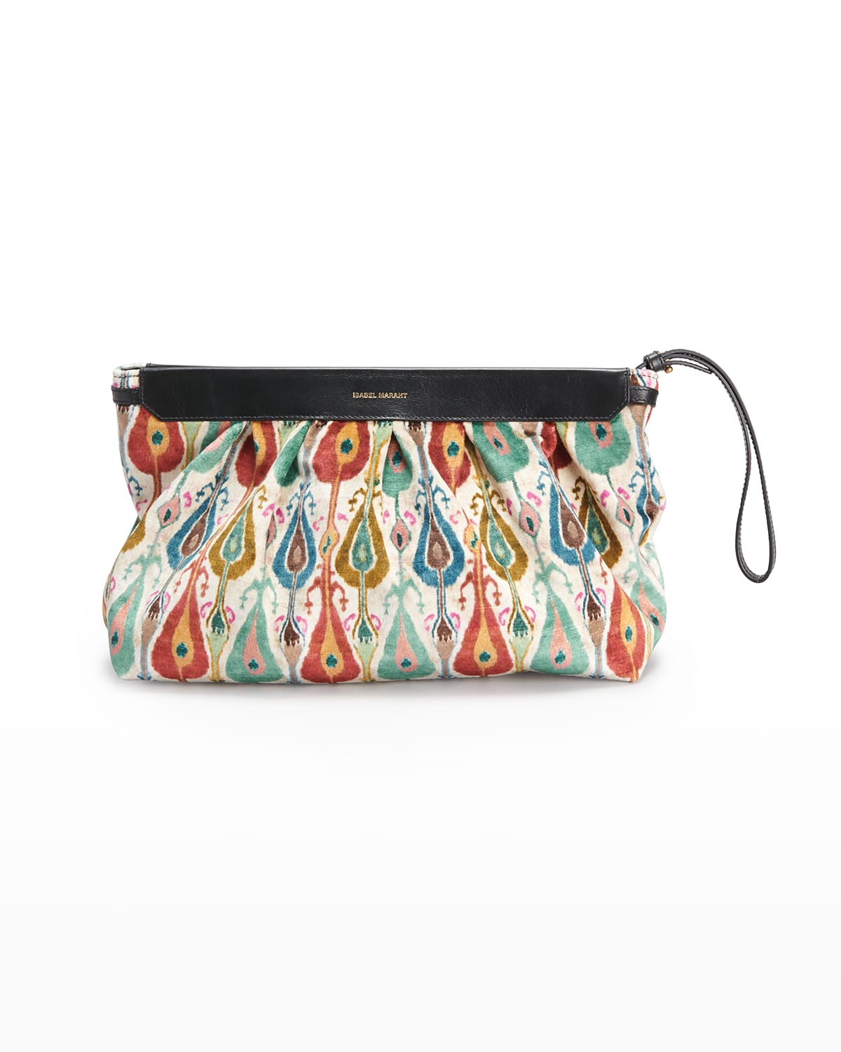 Isabel Marant Luz Zip Pattern Clutch Bag W/ Wristlet Strap In Multicolor