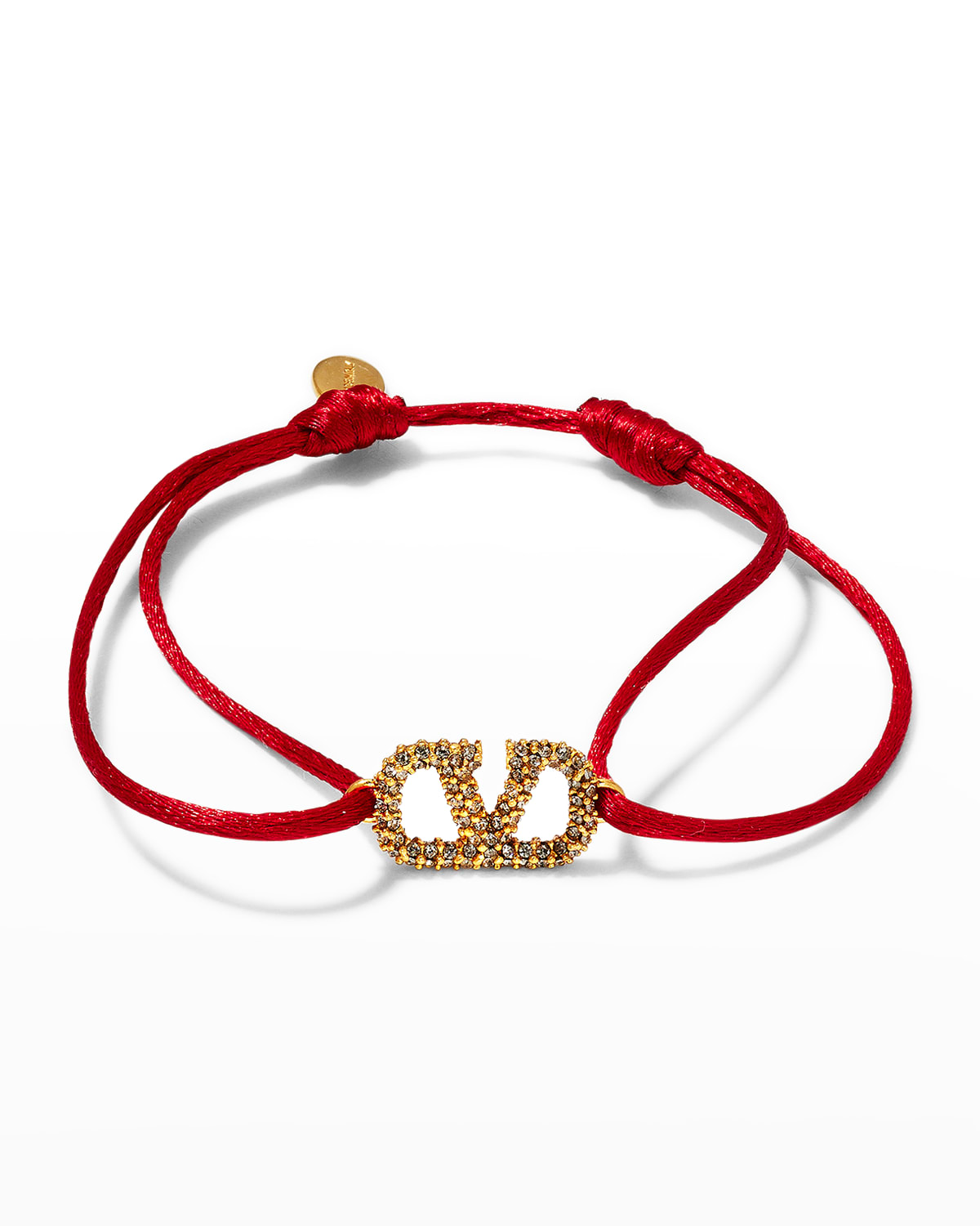 Shop Valentino Antiqued Strass Logo Cord Bracelet In Redblack