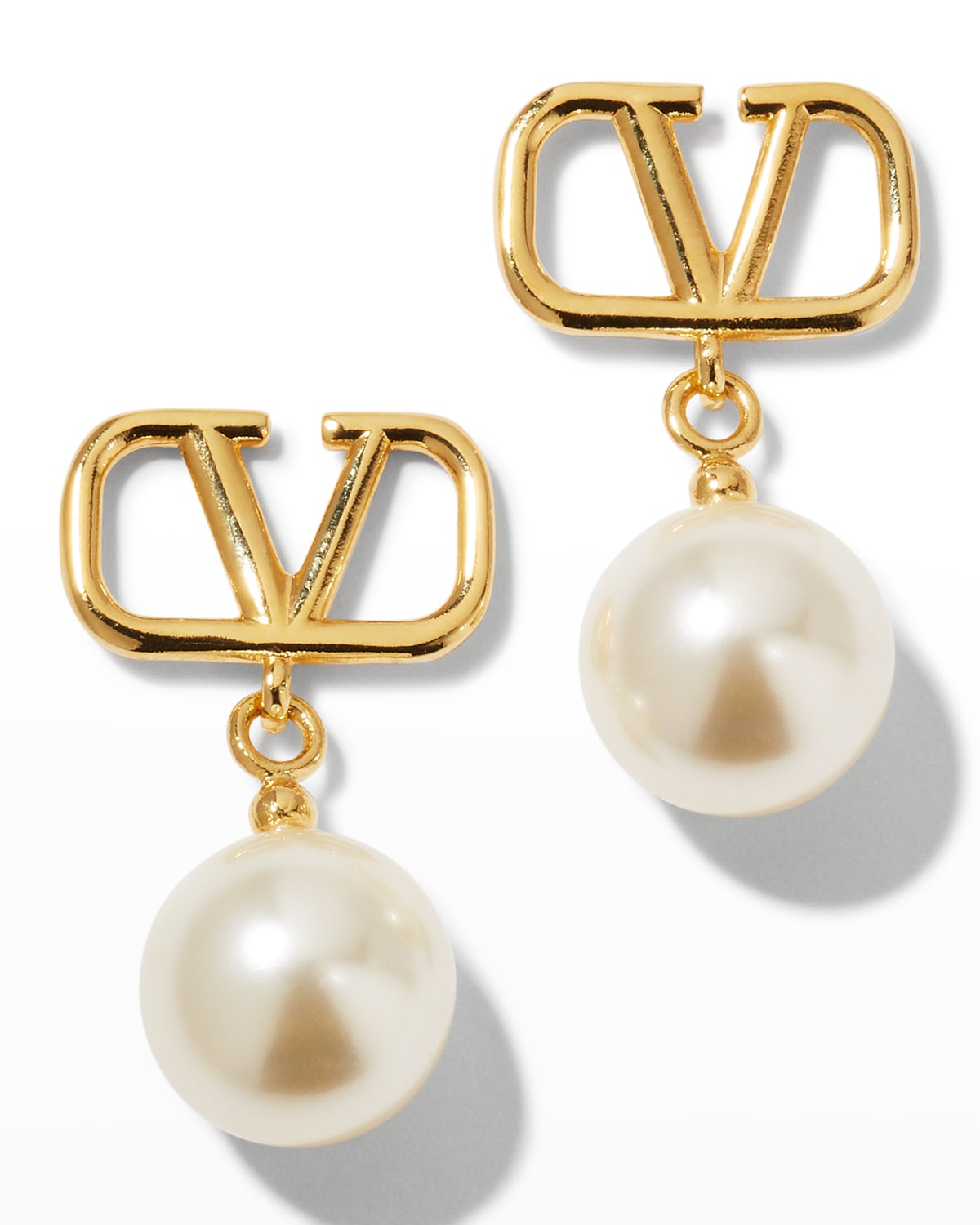 Valentino Garavani Logo Pearly-Drop Earrings