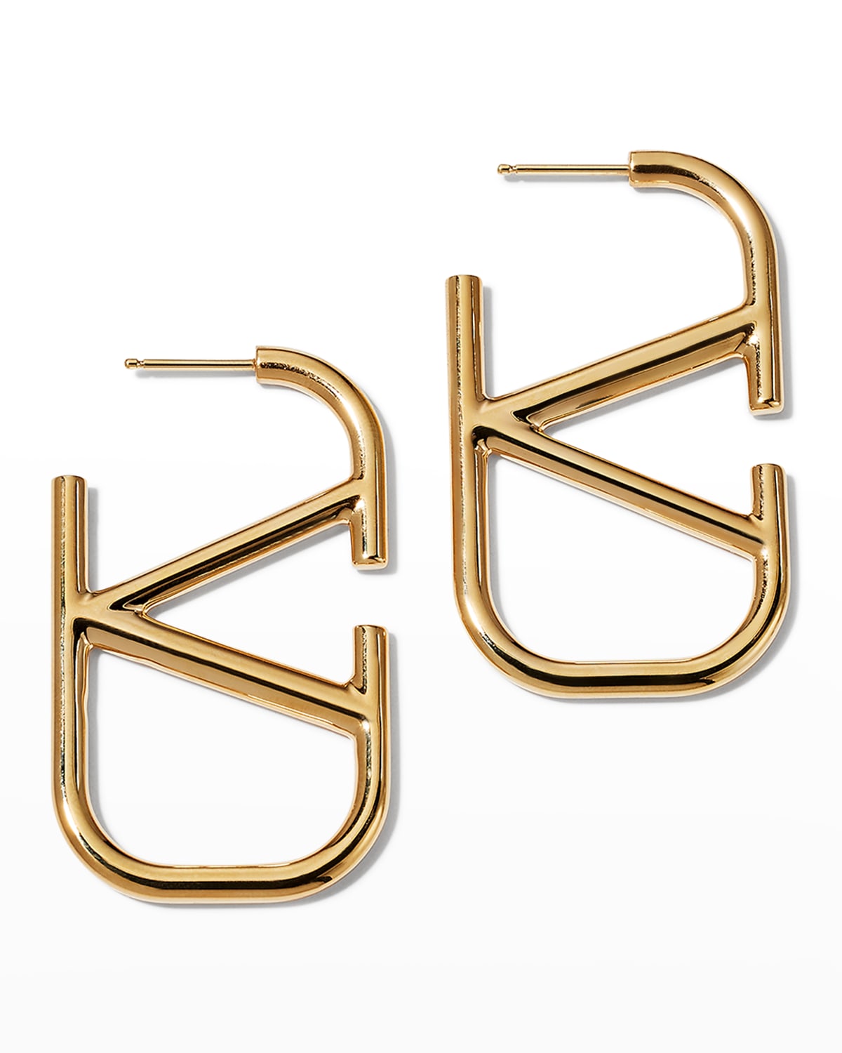 Valentino Open Logo Earrings In Gold