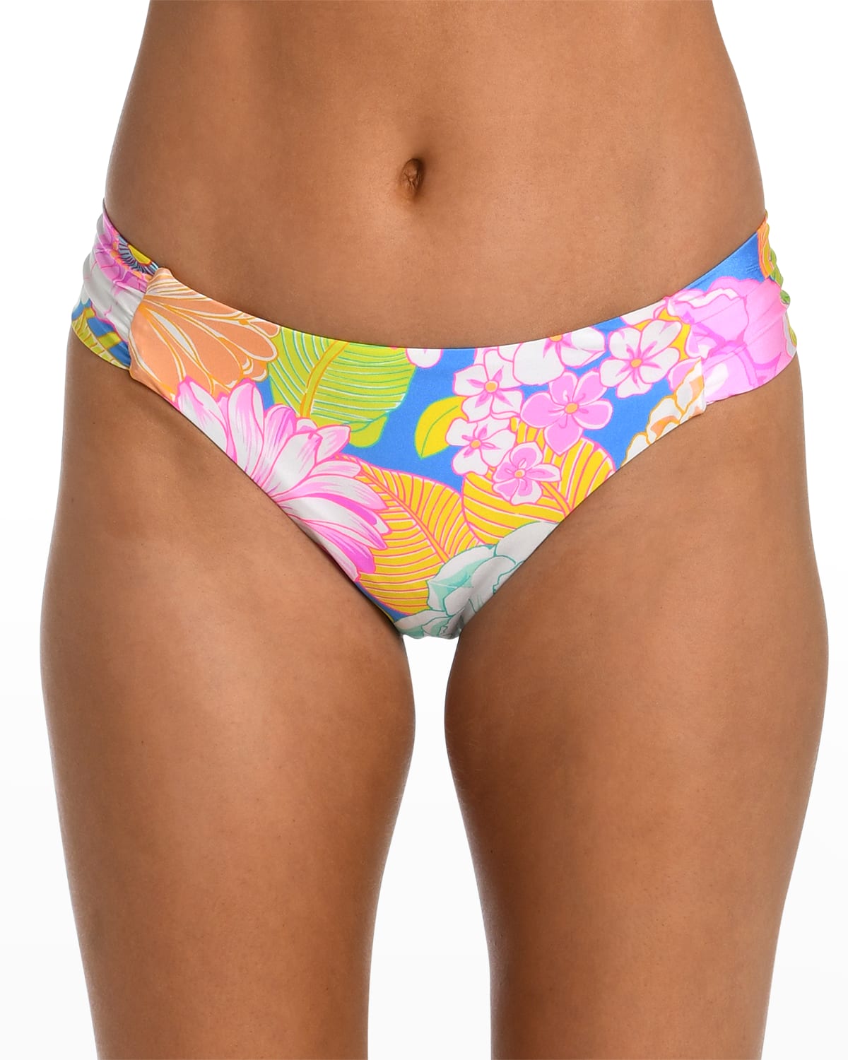 Shop Sunshine 79 Floral-print Shirred Hipster Bikini Bottoms In Multi
