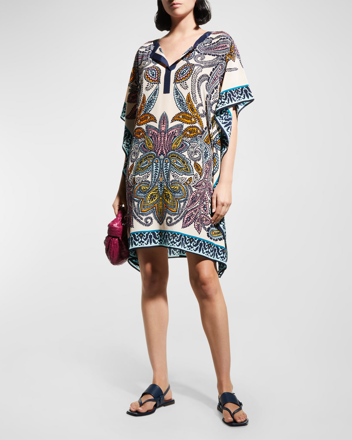 Trina Turk Theodora Paisleyprint Silk Caftan In Multi ModeSens