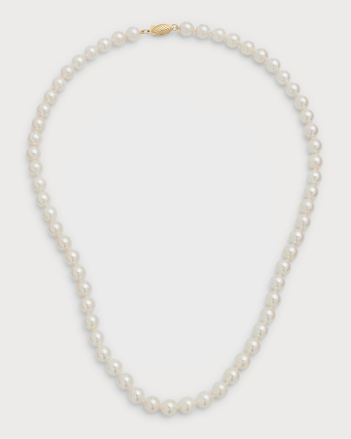 14k Yellow Gold Akoya Pearl Necklace, 18"