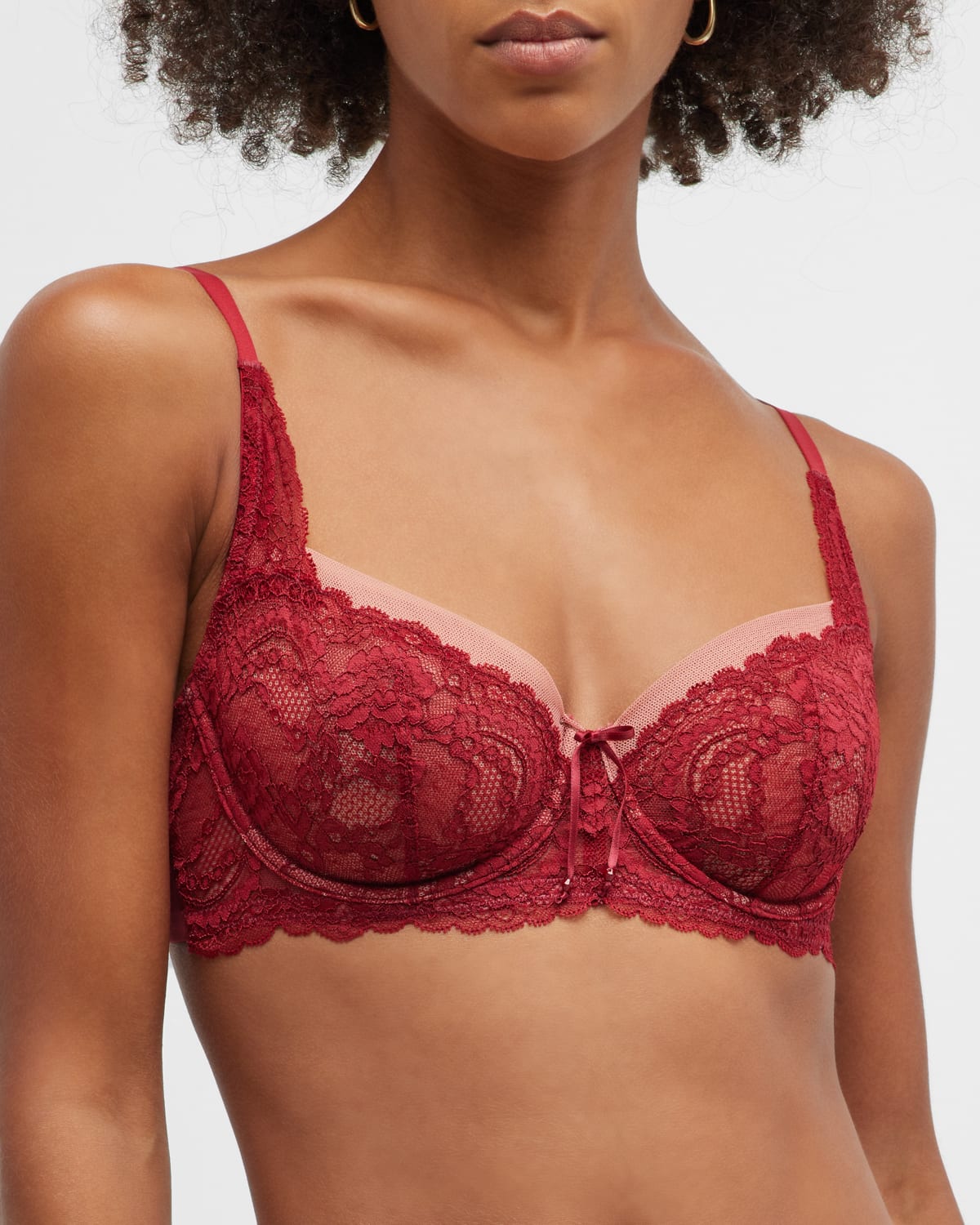 Skarlett Blue Minx Lace Balconette Bra In Heartthrob/rose D