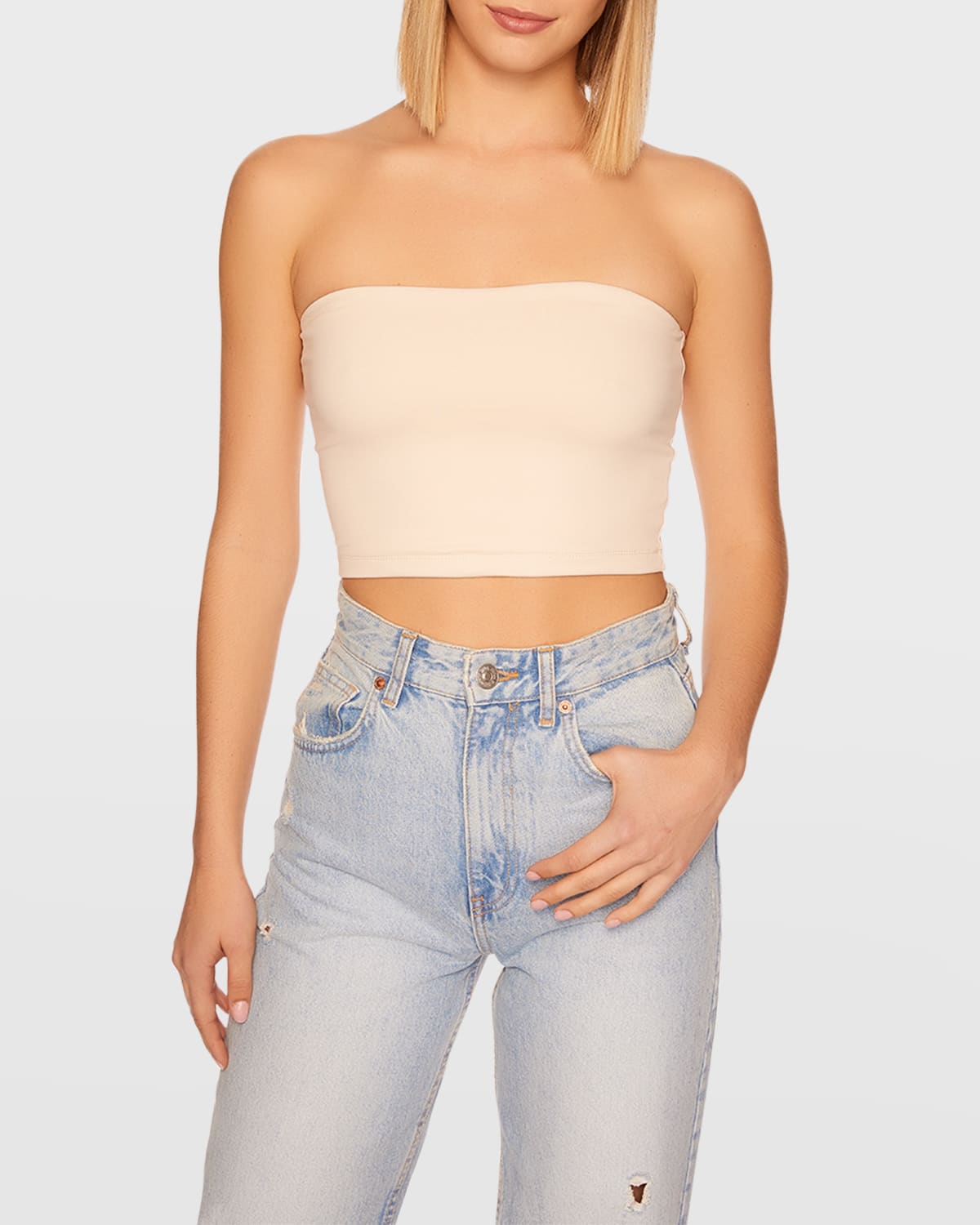 Susana Monaco Crop Jersey Tube Top In Blanched Almond