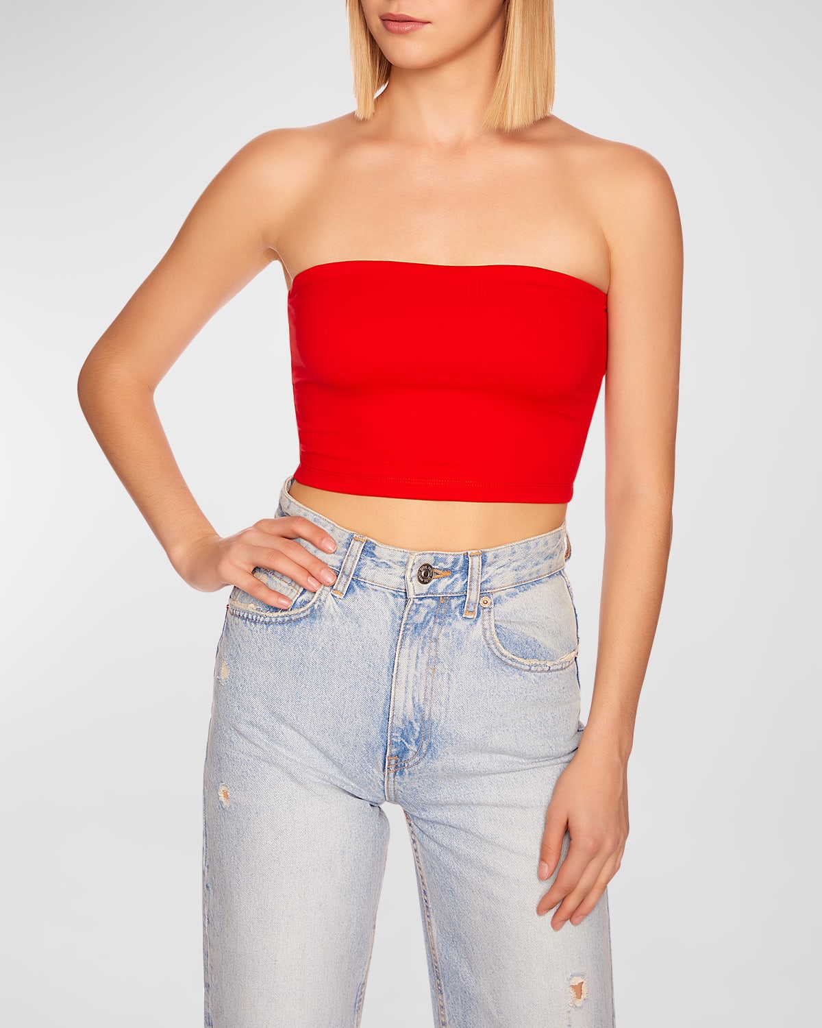 Susana Monaco Core Crop Tube Top In Perfect Red