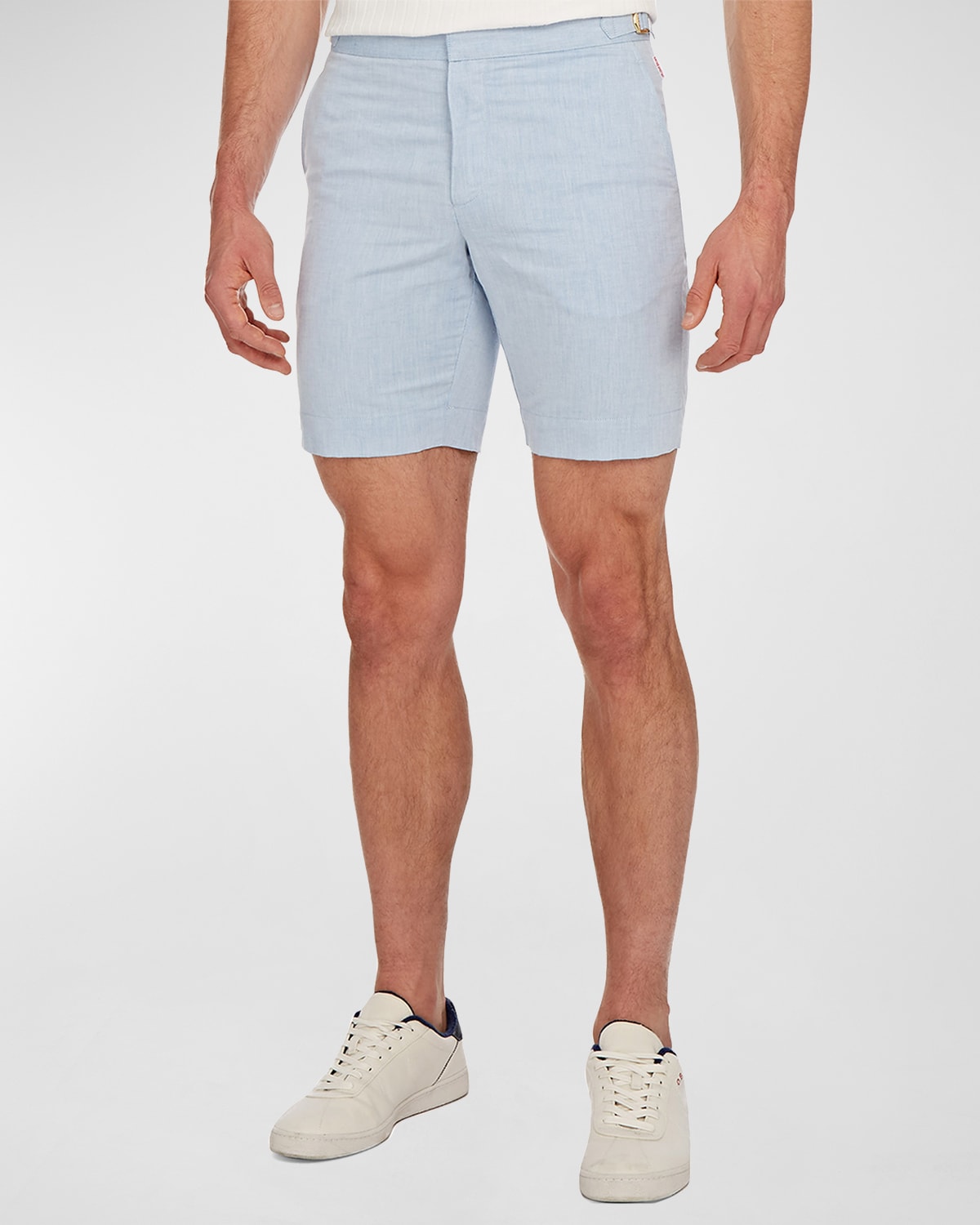 Shop Orlebar Brown Men's Harrop Tailored Linen-blend Shorts In Light Blue