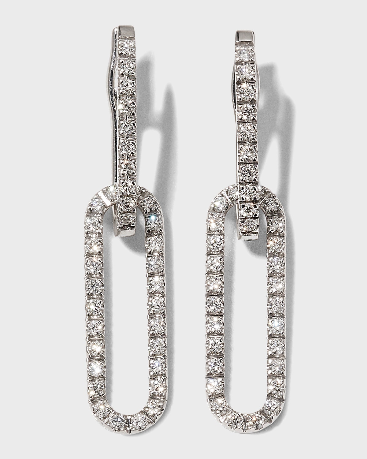 18k White Gold Diamond Oval-Link Earrings