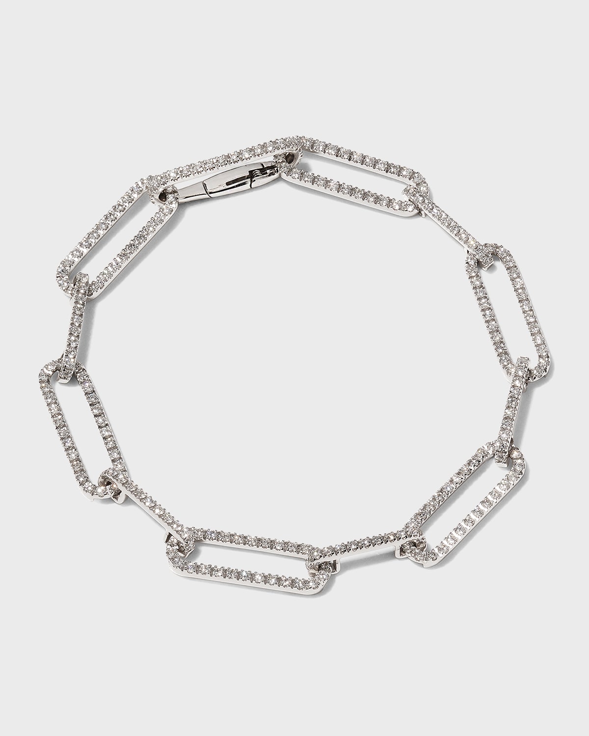 18K White Gold Link Diamond Bracelet