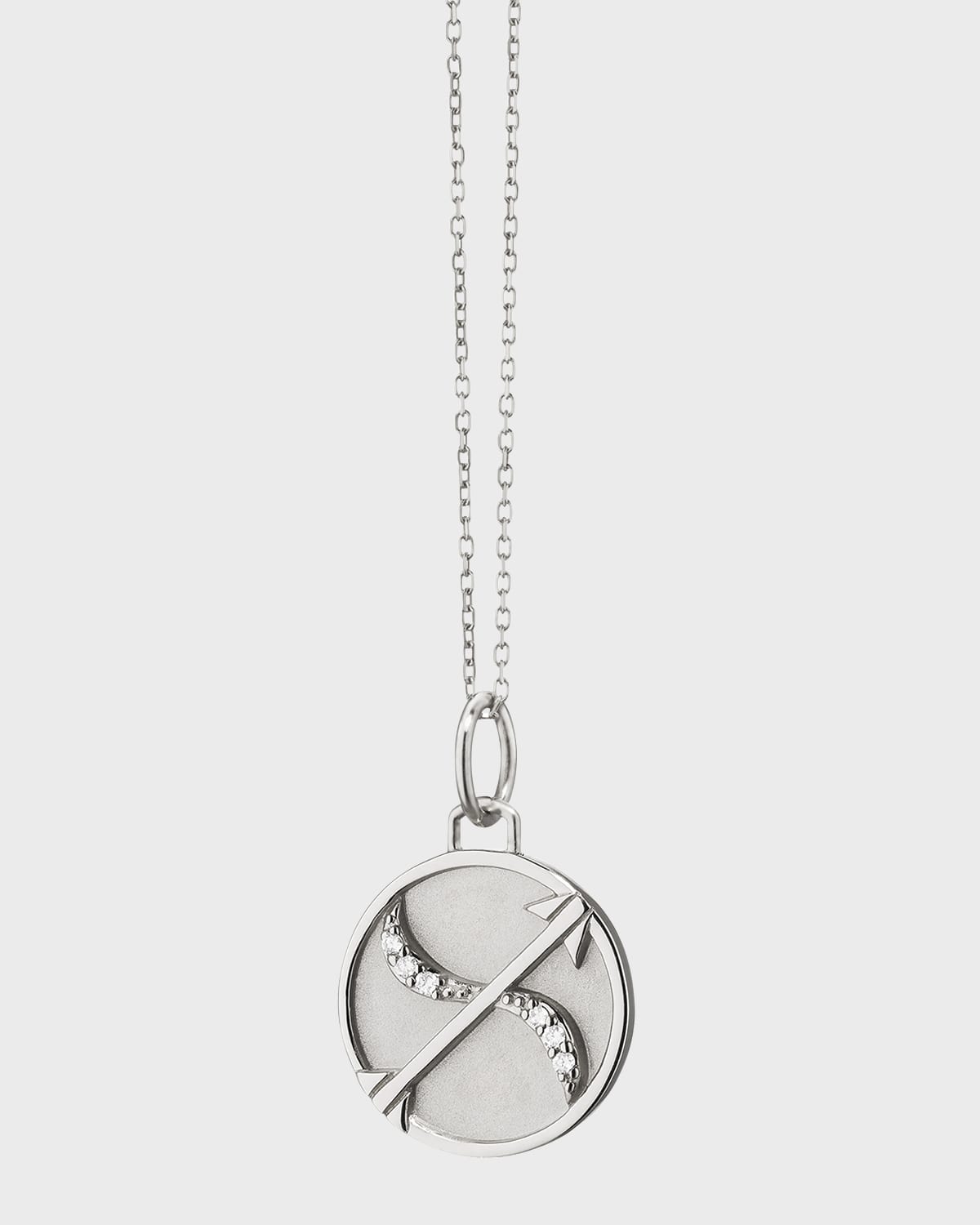 Sterling Silver Sagittarius Zodiac Charm Necklace with White Sapphires