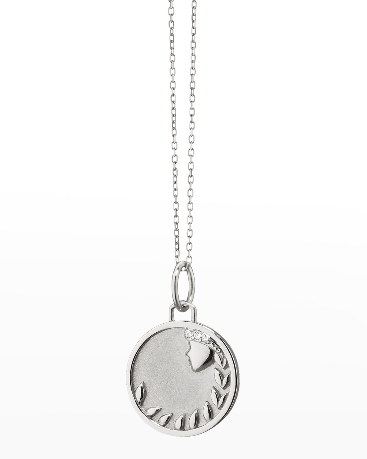 Sterling Silver Virgo Zodiac Charm Necklace with White Sapphires