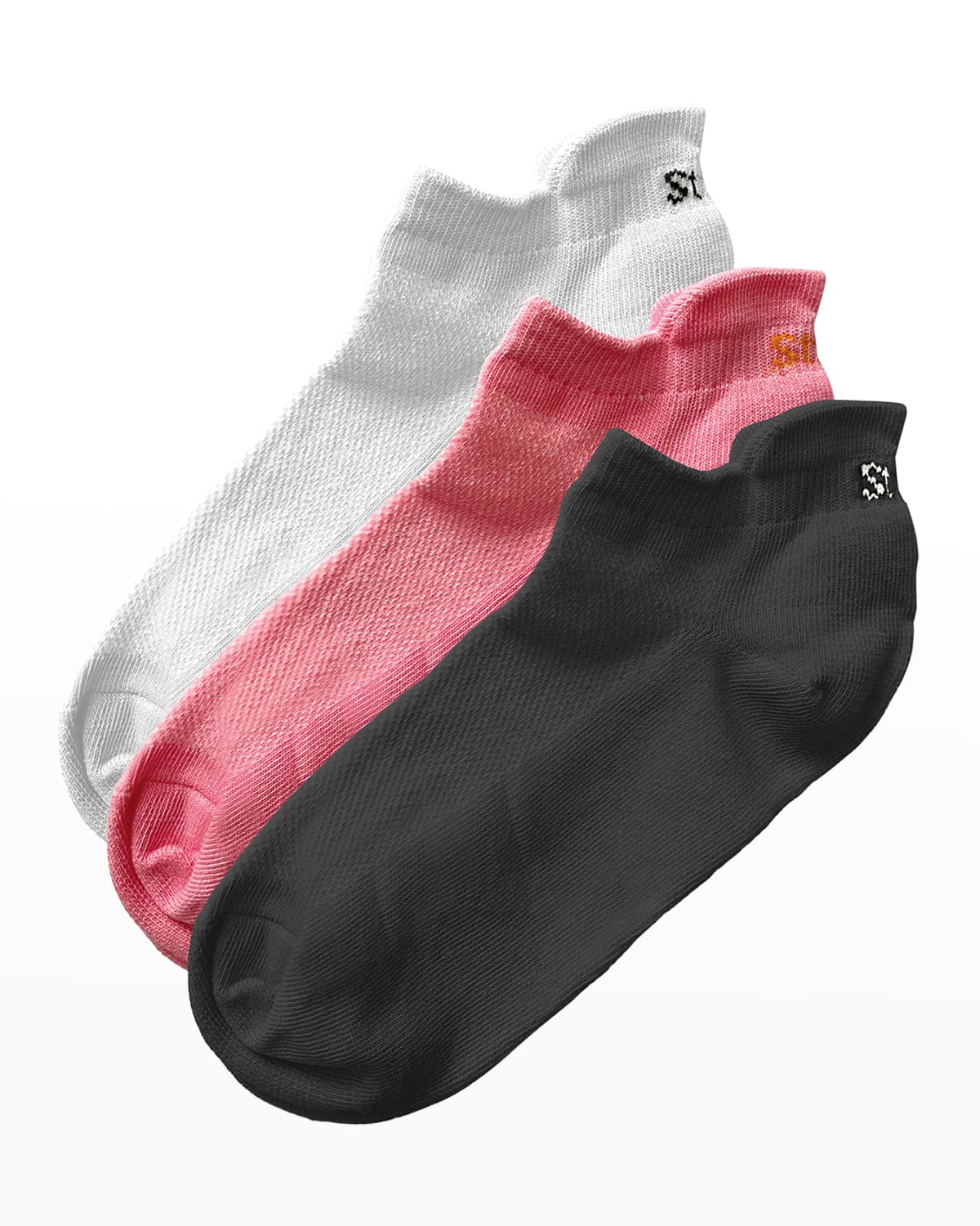Stems Ankle Socks 3-pack In Pink/black/white