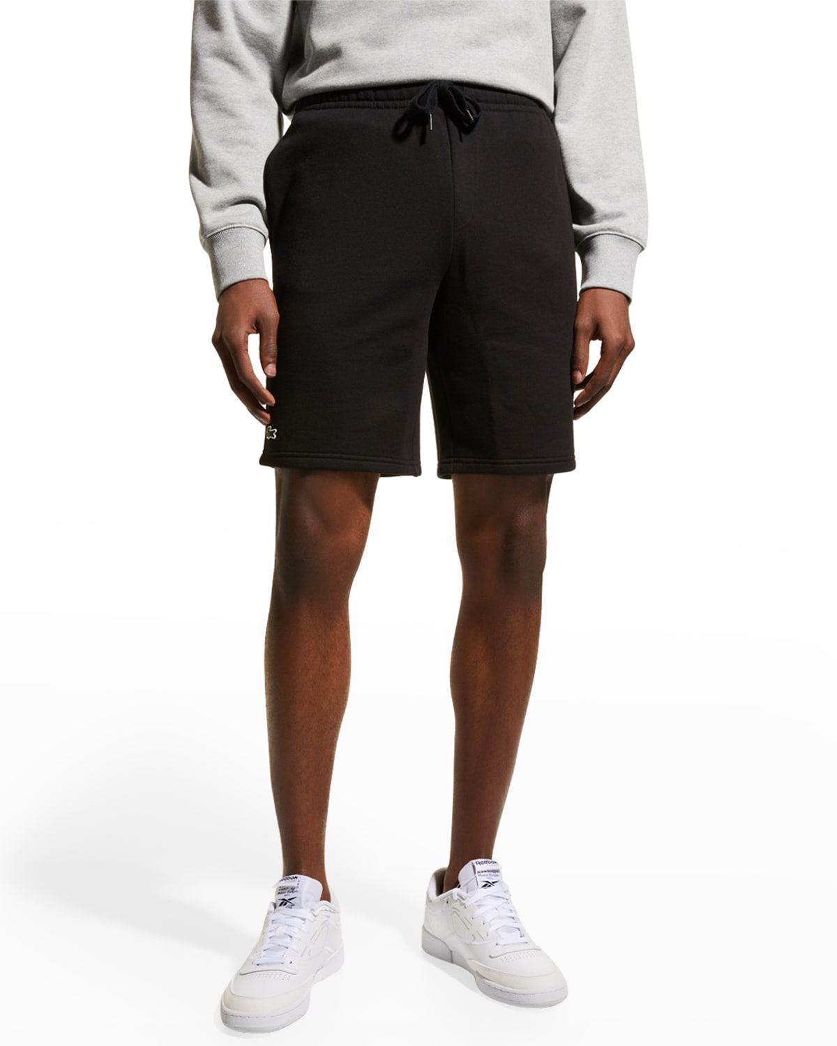 Lacoste Men's Solid Stretch Jogging Shorts In Black