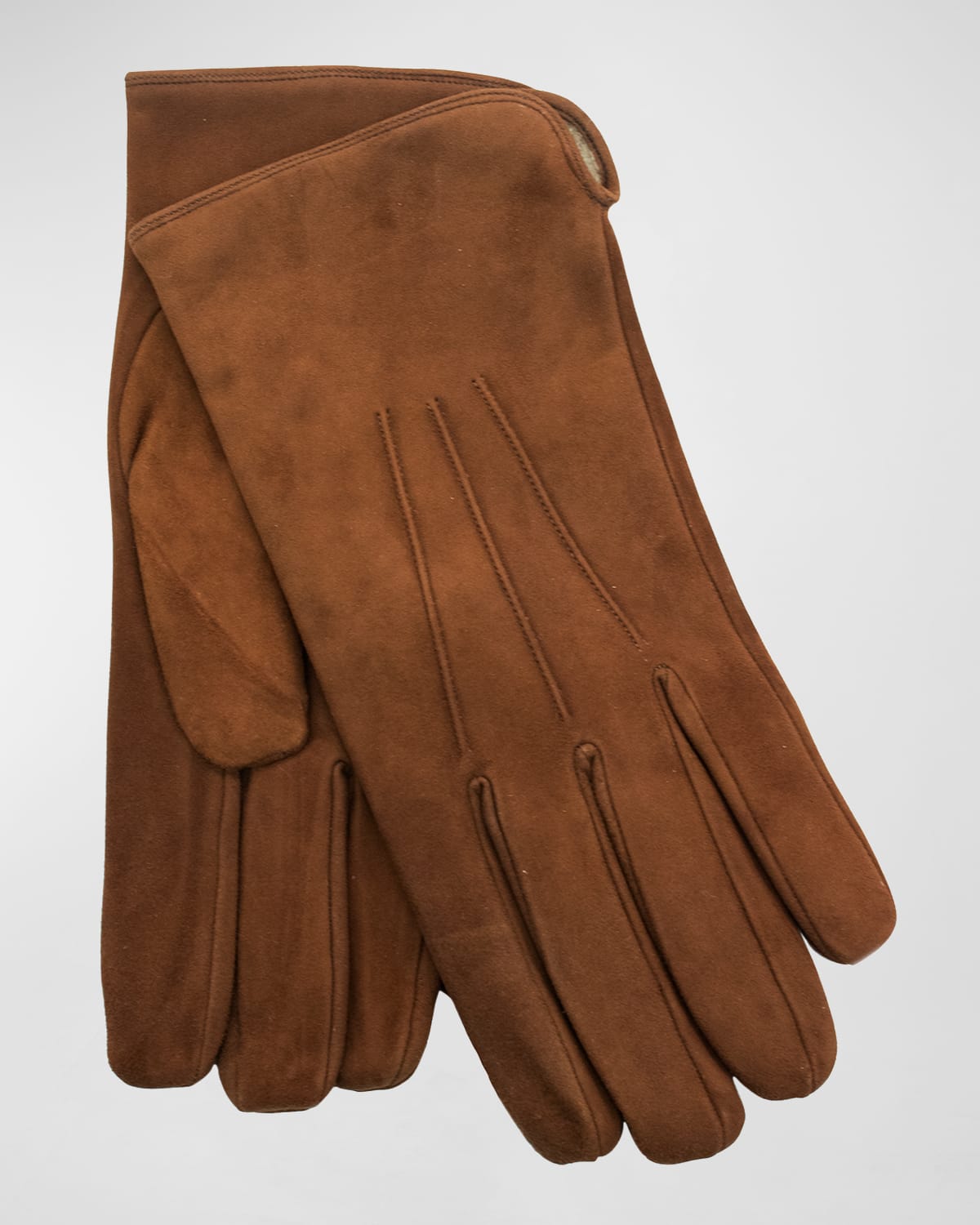 Bergdorf Goodman Men's Cashmere-lined Suede Gloves In Brown